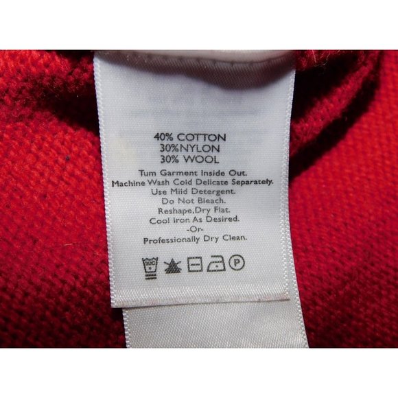 Eddie Bauer Women L Red Tan Fair Isle Full Zip Cardigan Sweater Convertible neck - Picture 7 of 15